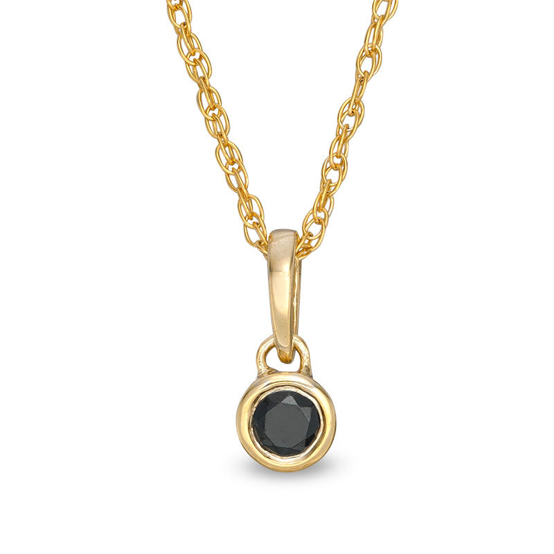 Main Image 1 of 0.085 CT. Black Diamond Solitaire Bezel-Set Pendant in 10K Gold