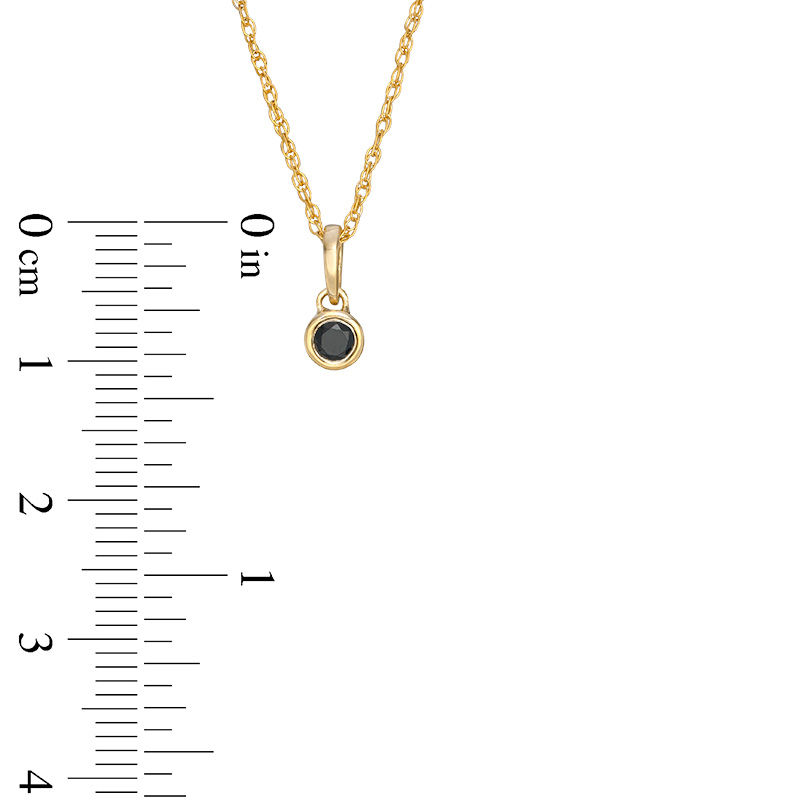 Main Image 2 of 0.085 CT. Black Diamond Solitaire Bezel-Set Pendant in 10K Gold