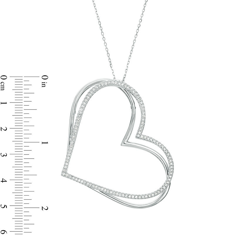 The Kindred Heart from Vera Wang Love Collection 0.58 CT. T.W. Diamond Tilted Pendant in Sterling Silver - 19"