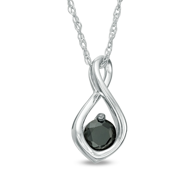 0.37 CT. Black Diamond Solitaire Infinity Pendant in 10K White Gold