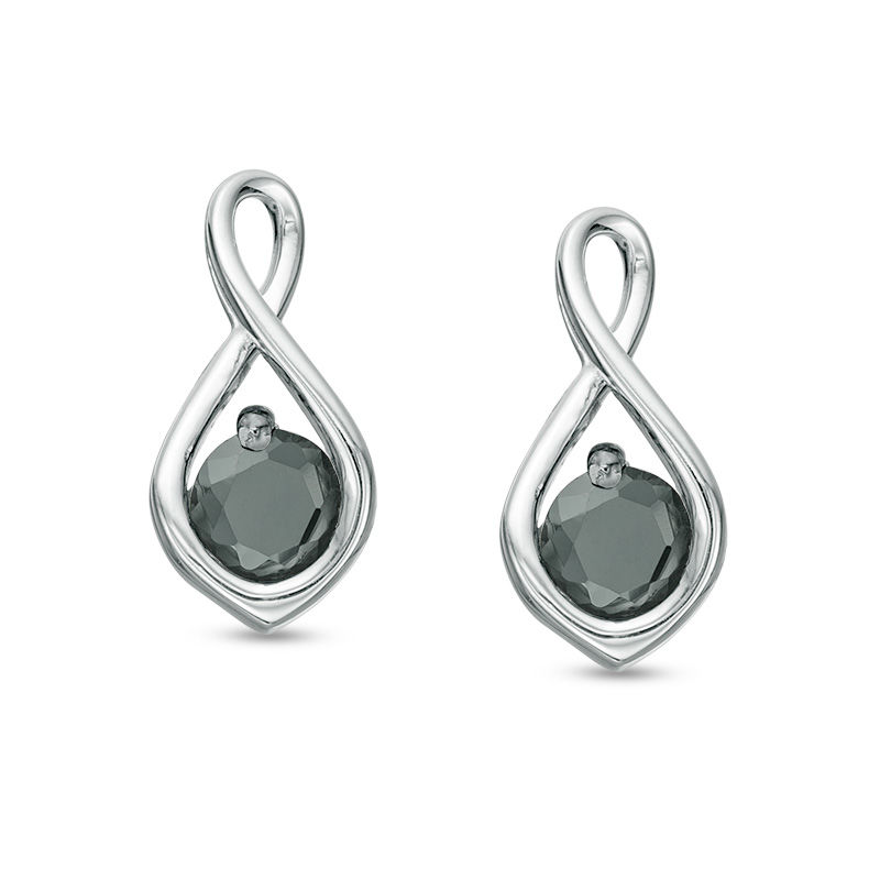 0.58 CT. T.W. Black Diamond Solitaire Infinity Drop Earrings in 10K White Gold