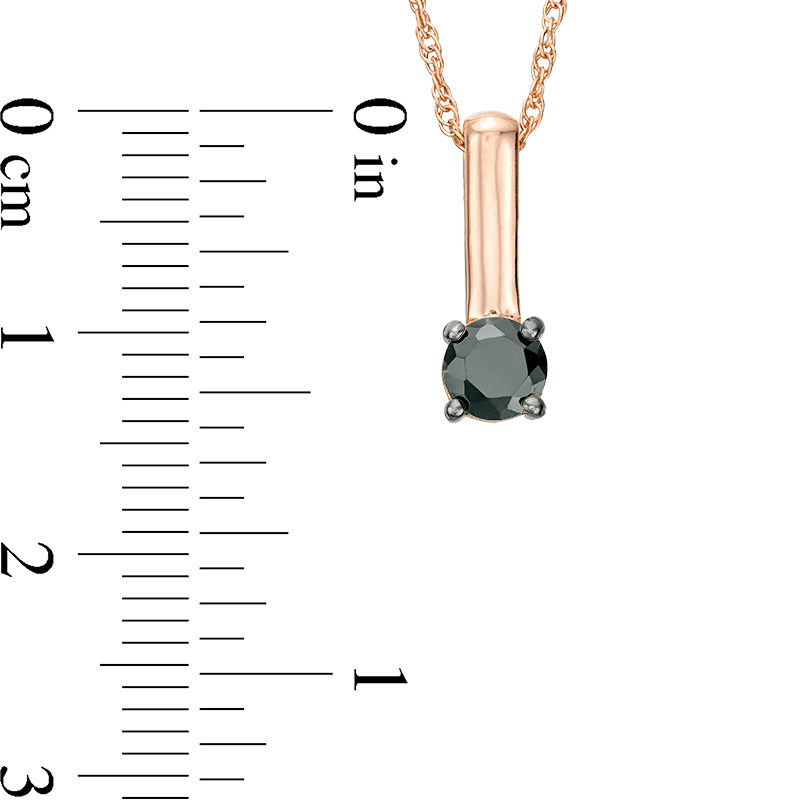 Main Image 2 of 0.37 CT. Black Diamond Solitaire Stick Drop Pendant in 10K Rose Gold