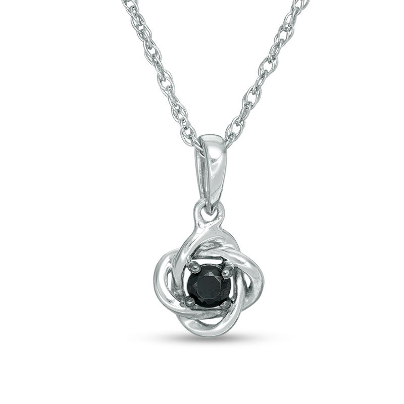 0.085 CT. Black Diamond Solitaire Love Knot Pendant in 10K White Gold