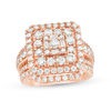 Thumbnail Image 1 of 2.45 CT. T.W. Diamond Square Frame Multi-Row Bridal Set in 10K Rose Gold
