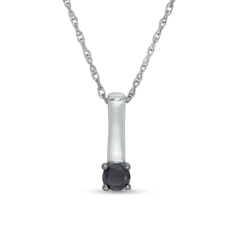 0.18 CT. Black Diamond Solitaire Stick Drop Pendant in 10K White Gold