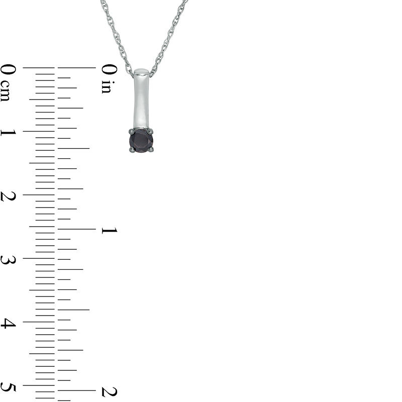 0.18 CT. Black Diamond Solitaire Stick Drop Pendant in 10K White Gold