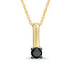 Thumbnail Image 1 of 0.18 CT. Black Diamond Solitaire Stick Drop Pendant in 10K Gold