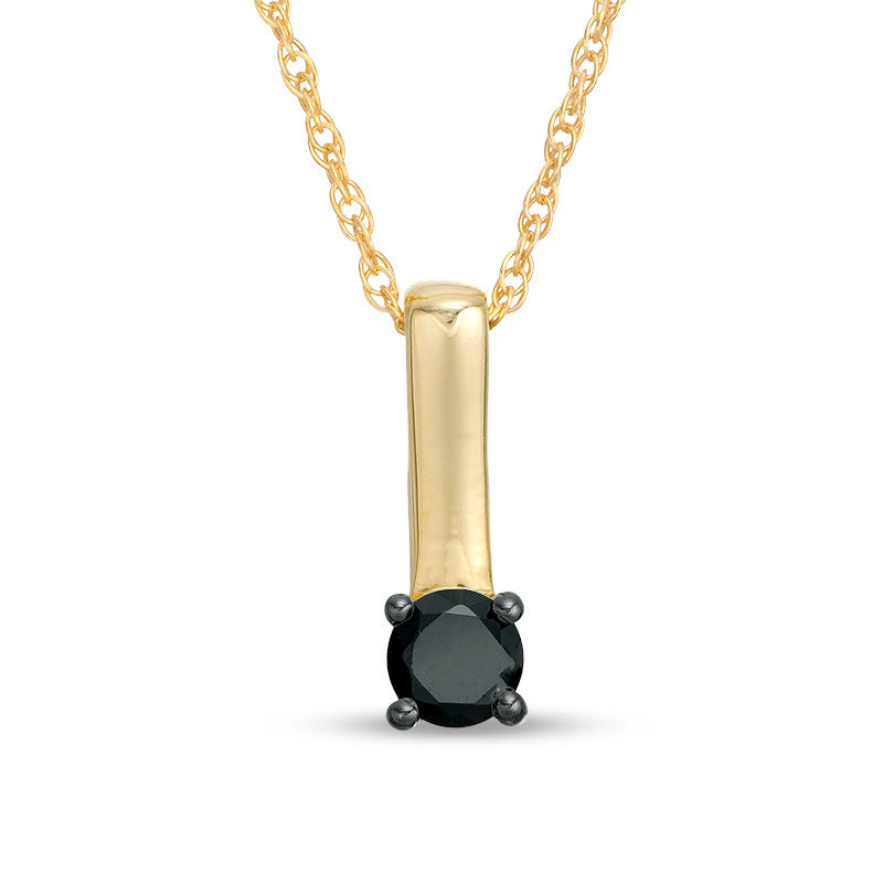 0.18 CT. Black Diamond Solitaire Stick Drop Pendant in 10K Gold