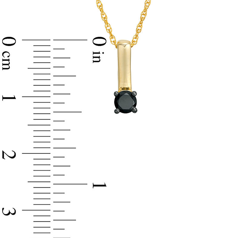 0.18 CT. Black Diamond Solitaire Stick Drop Pendant in 10K Gold