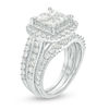 Thumbnail Image 2 of 3.06 CT. T.W. Quad Princess-Cut Diamond Frame Three Piece Bridal Set in 14K White Gold