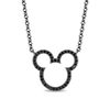 Thumbnail Image 1 of Mickey Mouse & Minnie Mouse 0.18 CT. T.W. Black Diamond Necklace in Sterling Silver with Black IP - 17.5"