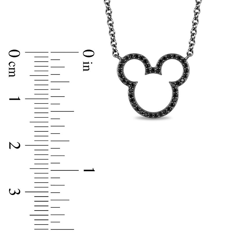 Main Image 2 of Mickey Mouse & Minnie Mouse 0.18 CT. T.W. Black Diamond Necklace in Sterling Silver with Black IP - 17.5"