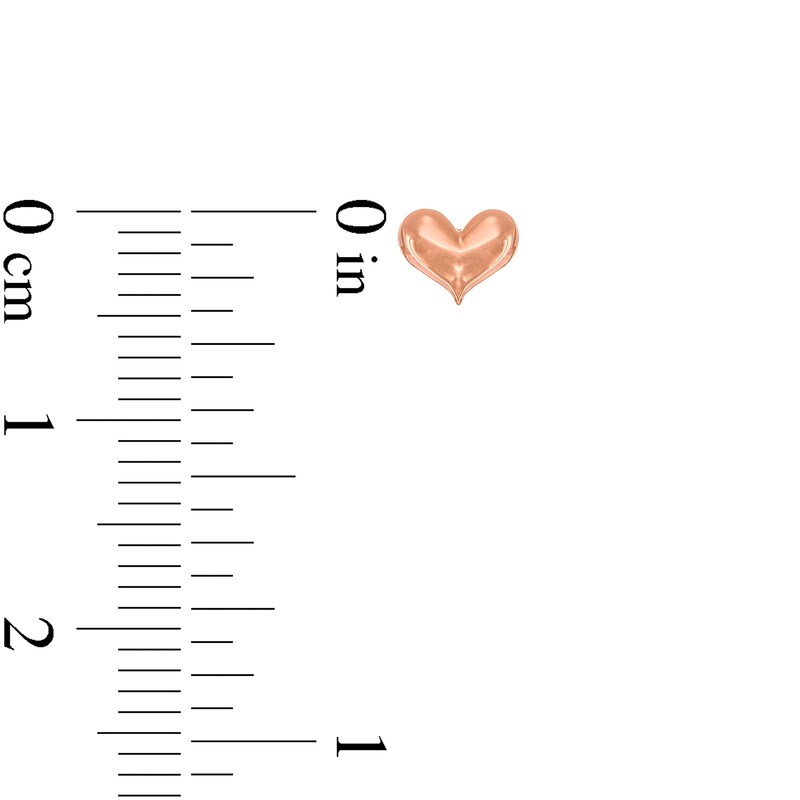 Main Image 2 of Puffed Heart Stud Earrings in 14K Rose Gold