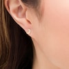 Thumbnail Image 1 of Cubic Zirconia Beaded Crescent Moon and Star Mismatch Stud Earrings in 10K Gold