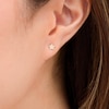 Thumbnail Image 2 of Cubic Zirconia Beaded Crescent Moon and Star Mismatch Stud Earrings in 10K Gold
