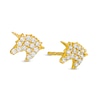 Thumbnail Image 0 of Cubic Zirconia Beaded Unicorn Stud Earrings in 14K Gold