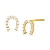 Thumbnail Image 1 of Cubic Zirconia Horseshoe Stud Earrings in 14K Gold