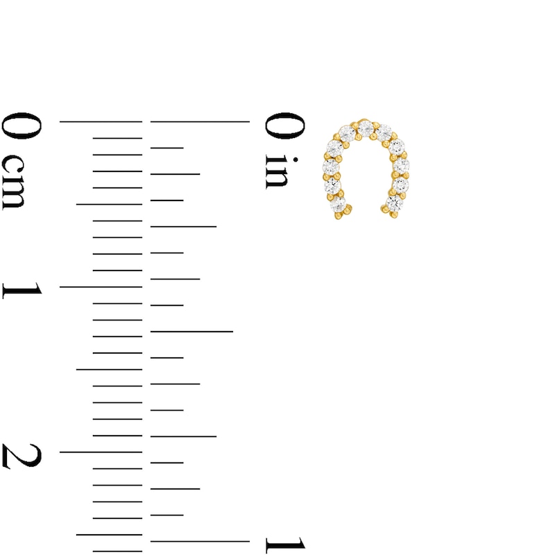 Main Image 3 of Cubic Zirconia Horseshoe Stud Earrings in 14K Gold