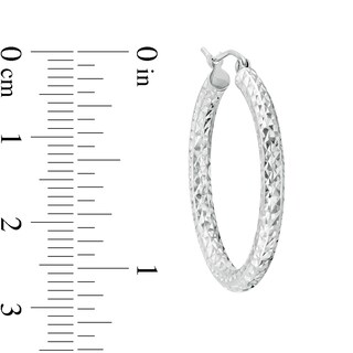 30.0mm Diamond-Cut Tube Hoop Earrings in Sterling Silver