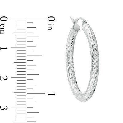30.0mm Diamond-Cut Tube Hoop Earrings in Sterling Silver