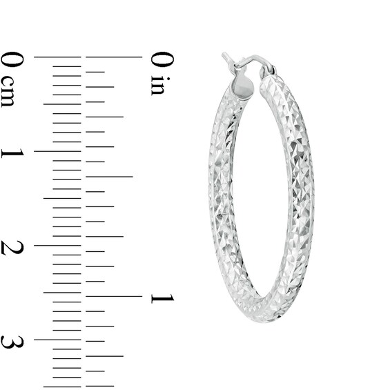 30.0mm Diamond-Cut Tube Hoop Earrings in Sterling Silver