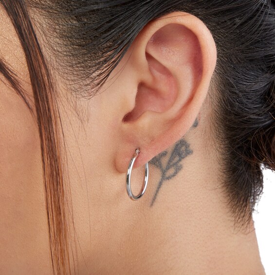20.0mm Tube Hoop Earrings in Sterling Silver