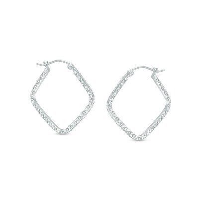 Diamond-Cut Square-Shaped Tube Hoop Earrings in Sterling Silver