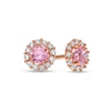 Thumbnail Image 1 of Child's Pink and White Cubic Zirconia Frame Stud Earrings in 10K Rose Gold