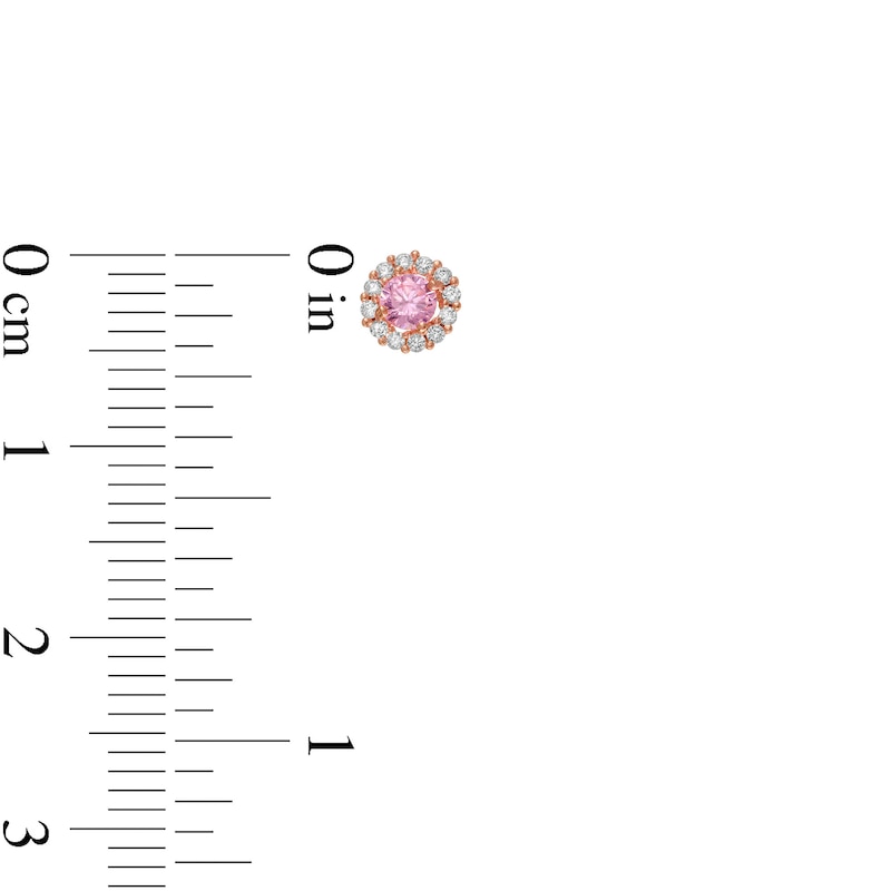 Main Image 2 of Child's Pink and White Cubic Zirconia Frame Stud Earrings in 10K Rose Gold