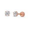 Thumbnail Image 0 of Child's 4.0mm Cubic Zirconia Solitaire and Ball Reversible Stud Earrings in 10K Rose Gold