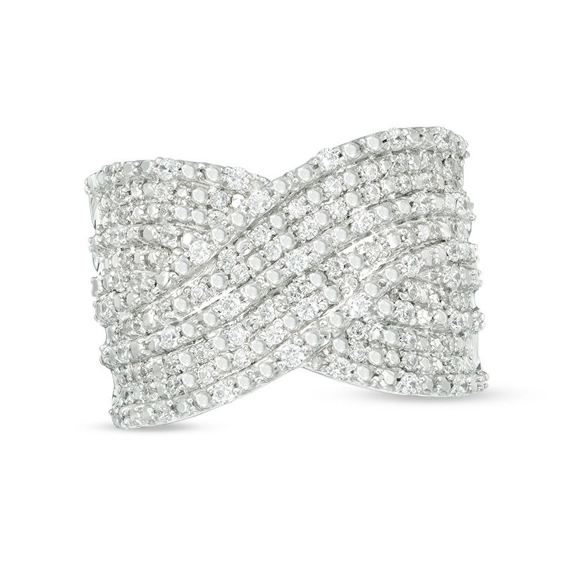 0.45 CT. T.W. Diamond Multi-Row Crossover Ring in 10K White Gold|Peoples Jewellers