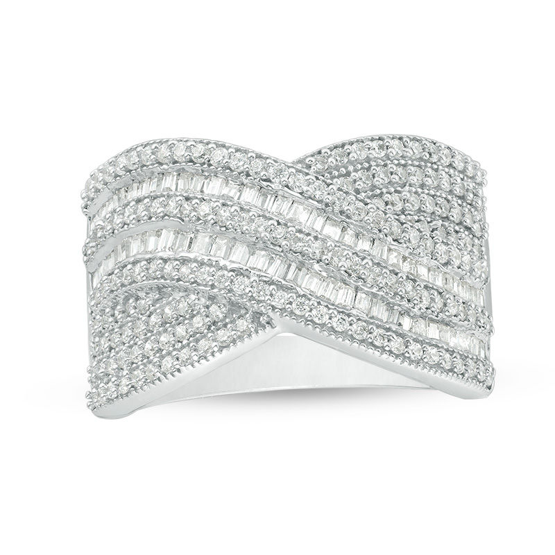 0.95 CT. T.W. Diamond Crossover Ring in 10K White Gold