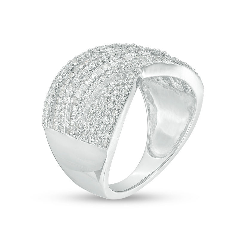 0.95 CT. T.W. Diamond Crossover Ring in 10K White Gold