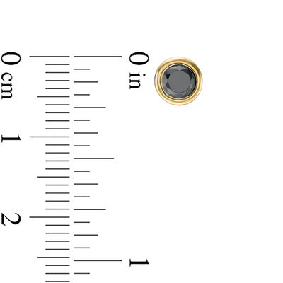 0.58 CT. T.W. Black Diamond Bezel-Set Solitaire Stud Earrings in 10K Gold