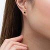 Thumbnail Image 2 of 0.58 CT. T.W. Black Diamond Solitaire Beaded Frame Stud Earrings in 10K Gold