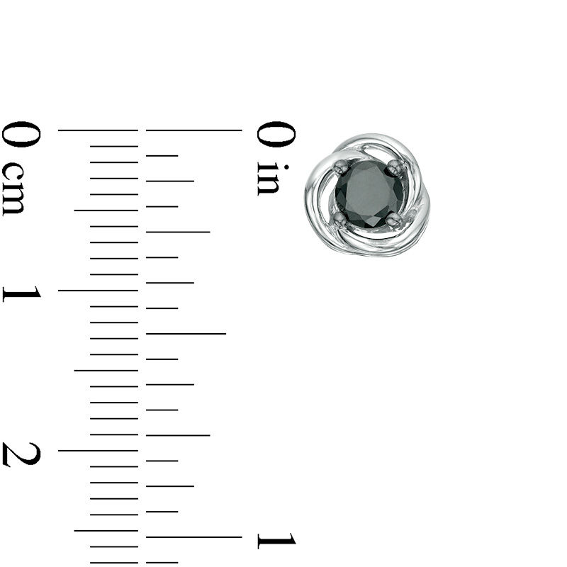 Main Image 3 of 0.58 CT. T.W. Black Diamond Solitaire Open Swirl Frame Stud Earrings in 10K White Gold