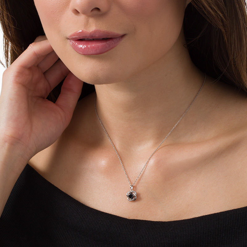 0.37 CT. Black Diamond Solitaire Love Knot Pendant in 10K Gold