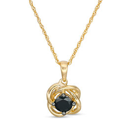 0.37 CT. Black Diamond Solitaire Love Knot Pendant in 10K Gold