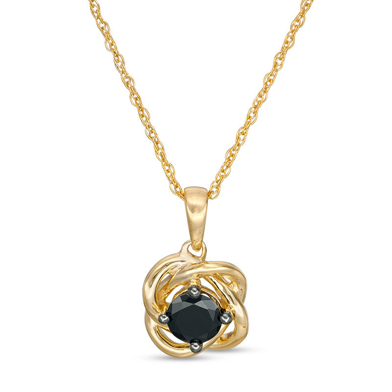 0.37 CT. Black Diamond Solitaire Love Knot Pendant in 10K Gold