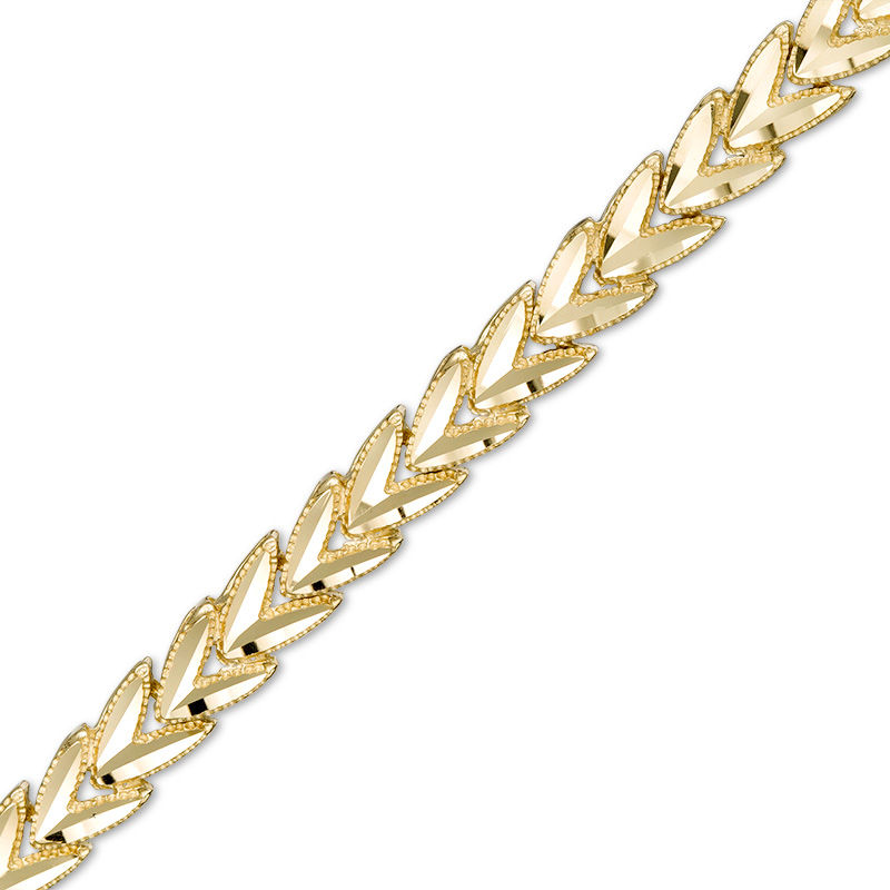 5.0mm Diamond-Cut "V"-Link Chain Vintage-Style Bracelet in 14K Gold - 7"|Peoples Jewellers