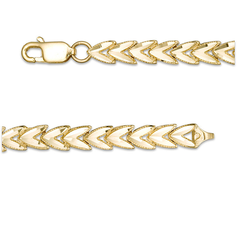 Main Image 3 of 5.0mm Diamond-Cut "V"-Link Chain Vintage-Style Bracelet in 14K Gold - 7"