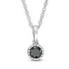 Thumbnail Image 1 of 0.18 CT. Black Diamond Solitaire Beaded Frame Pendant in 10K White Gold