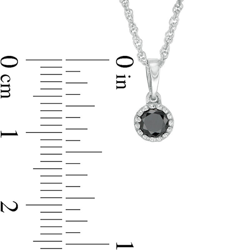 0.18 CT. Black Diamond Solitaire Beaded Frame Pendant in 10K White Gold