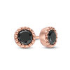Thumbnail Image 0 of 0.29 CT. T.W. Black Diamond Solitaire Beaded Frame Stud Earrings in 10K Rose Gold