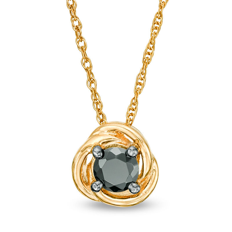 Main Image 1 of 0.18 CT. Black Diamond Solitaire Swirl Frame Pendant in 10K Gold