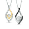 Thumbnail Image 0 of 0.145 CT. T.W. Enhanced Black and White Diamond Reversible Flame Pendant in Sterling Silver and 10K Gold