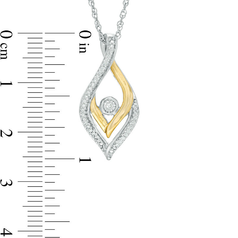 0.145 CT. T.W. Enhanced Black and White Diamond Reversible Flame Pendant in Sterling Silver and 10K Gold