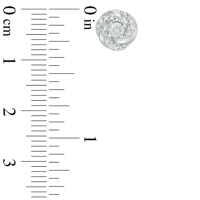 Main Image 2 of 0.145 CT. T.W. Enhanced Black and White Diamond Reversible Swirl Stud Earrings in Sterling Silver