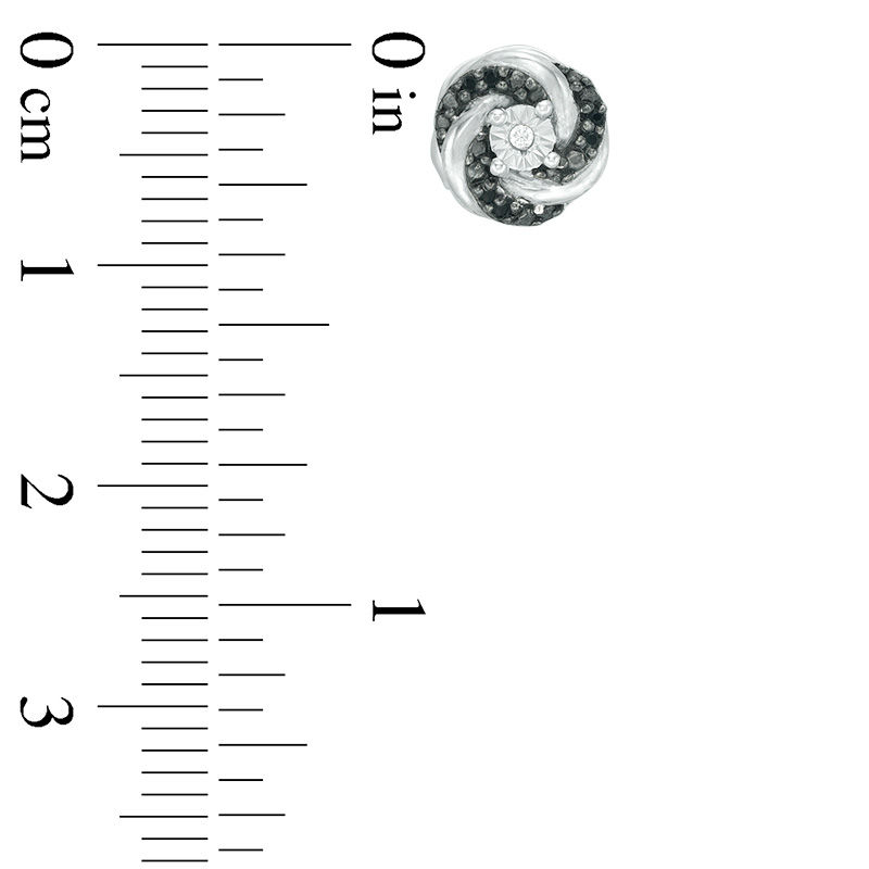 Main Image 3 of 0.145 CT. T.W. Enhanced Black and White Diamond Reversible Swirl Stud Earrings in Sterling Silver