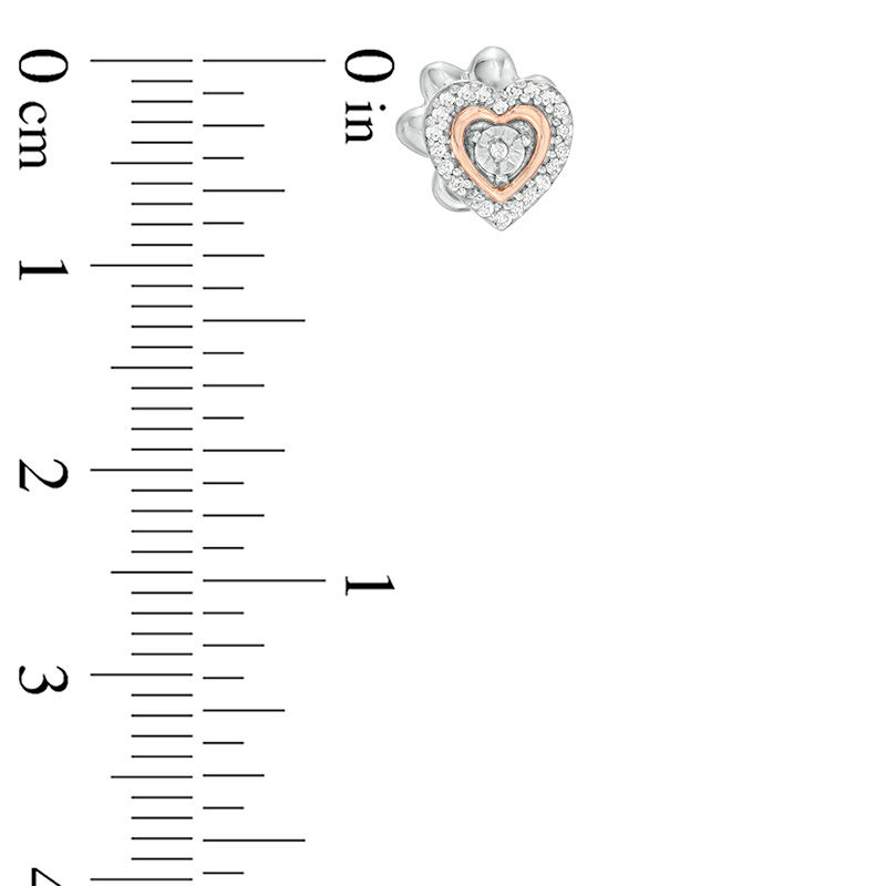 Main Image 2 of 0.085 CT. T.W. Diamond Reversible Heart and Paw Print Stud Earrings in Sterling Silver and 10K Rose Gold